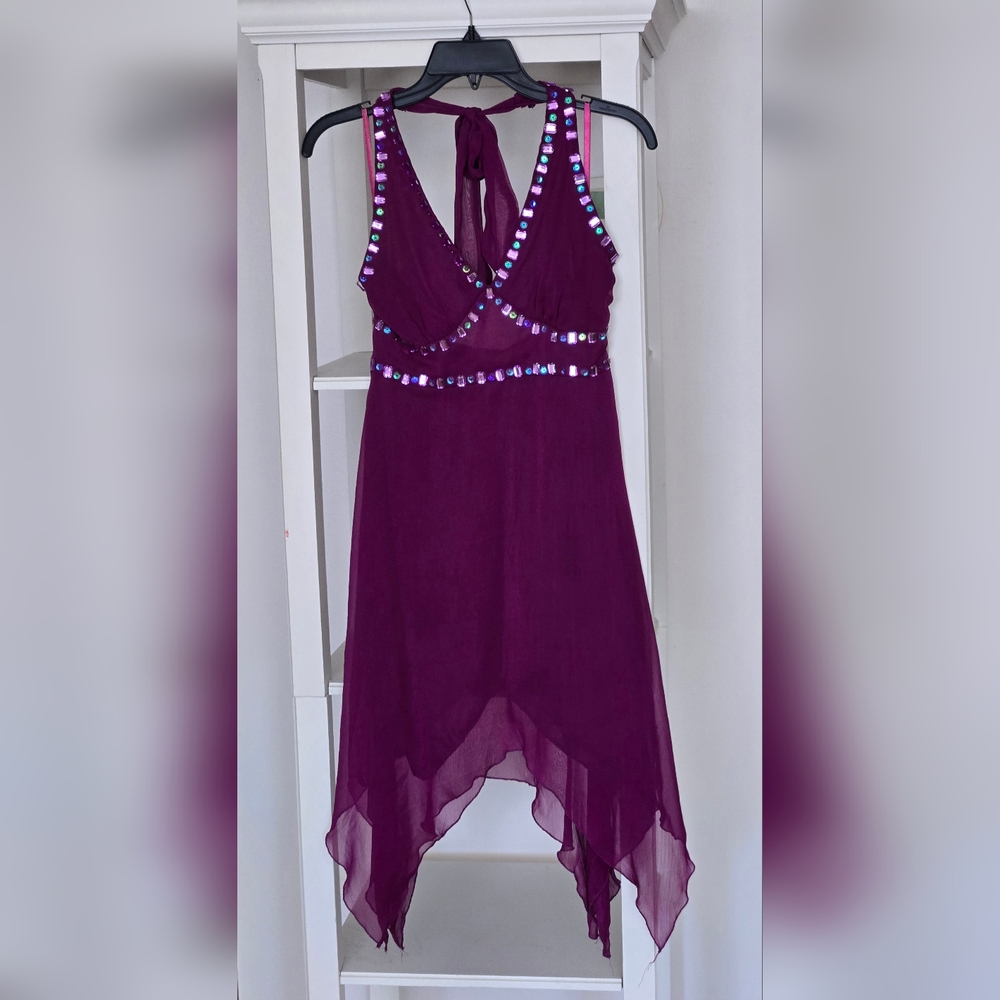 Silk Purple Dress with Sequin Details